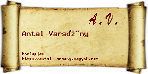 Antal Varsány névjegykártya